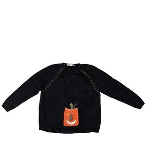 Vintage David Brooks Black Pumpkin Appliqué Crewneck Sweater